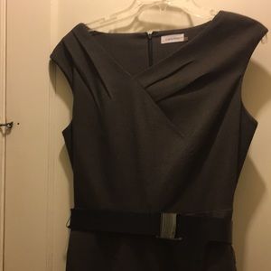 Calvin Klein retro sexy suiting-style dress 10P w/belt
